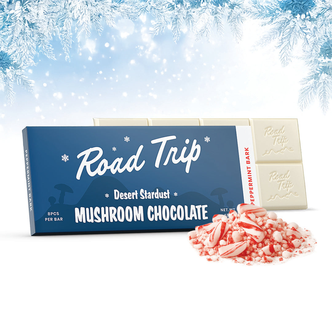 Road Trip Magic Mushroom Chocolate Bar - Peppermint Bark Erth Wellness Road Trip Magic Mushroom Chocolate Bar - Peppermint Bark Erth Wellness