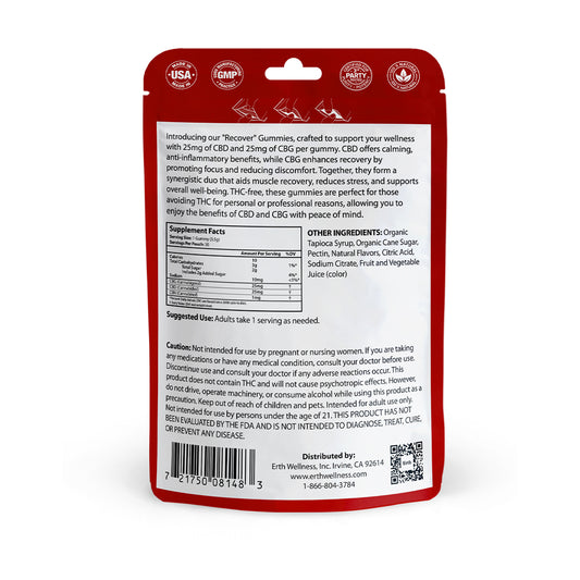Recover Gummies – CBD + CBG – THC-Free | Strawberry Mango (1500mg)