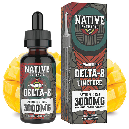 Native Extracts - "Warrior" - Delta-8 4 : 1 CBG Tincture - 3000mg (High Potency)