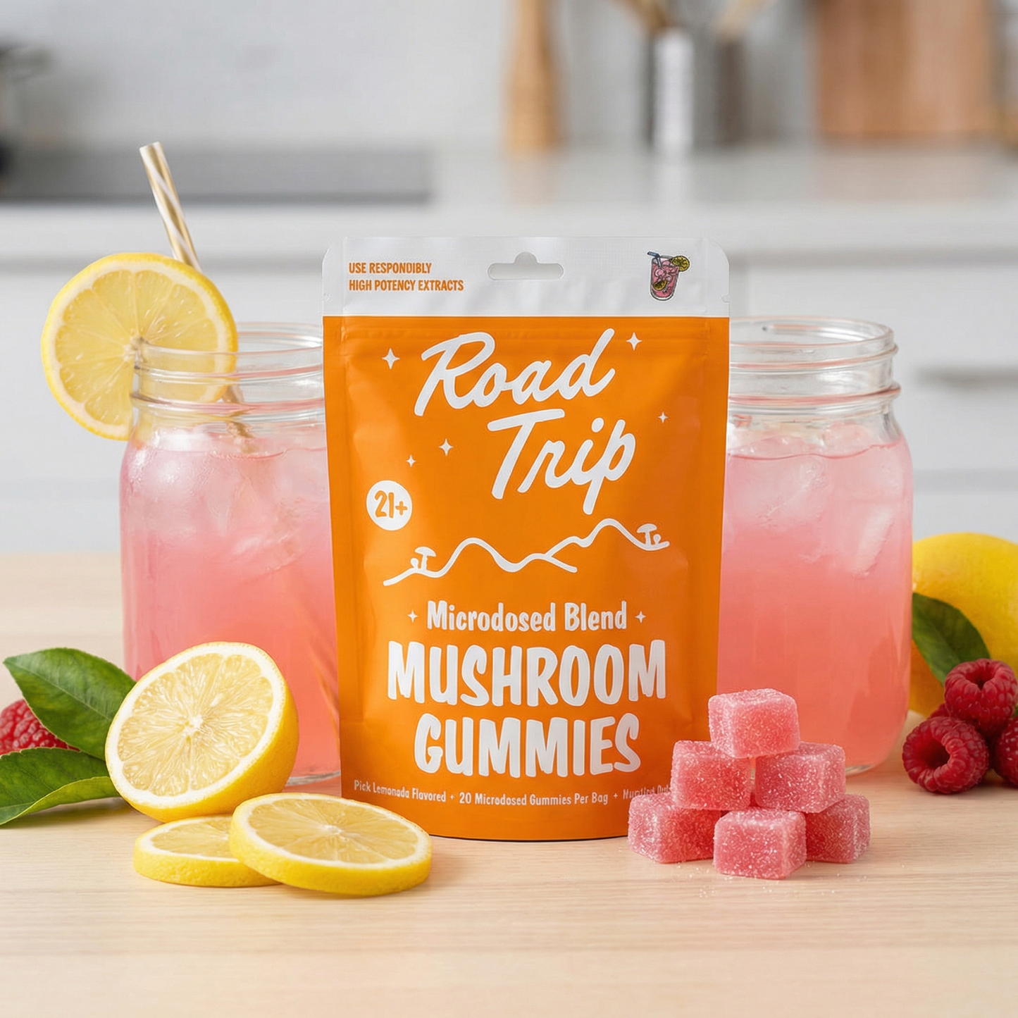 Road Trip - MICRODOSED Gummies + Functional Mushrooms - Pink Lemonade