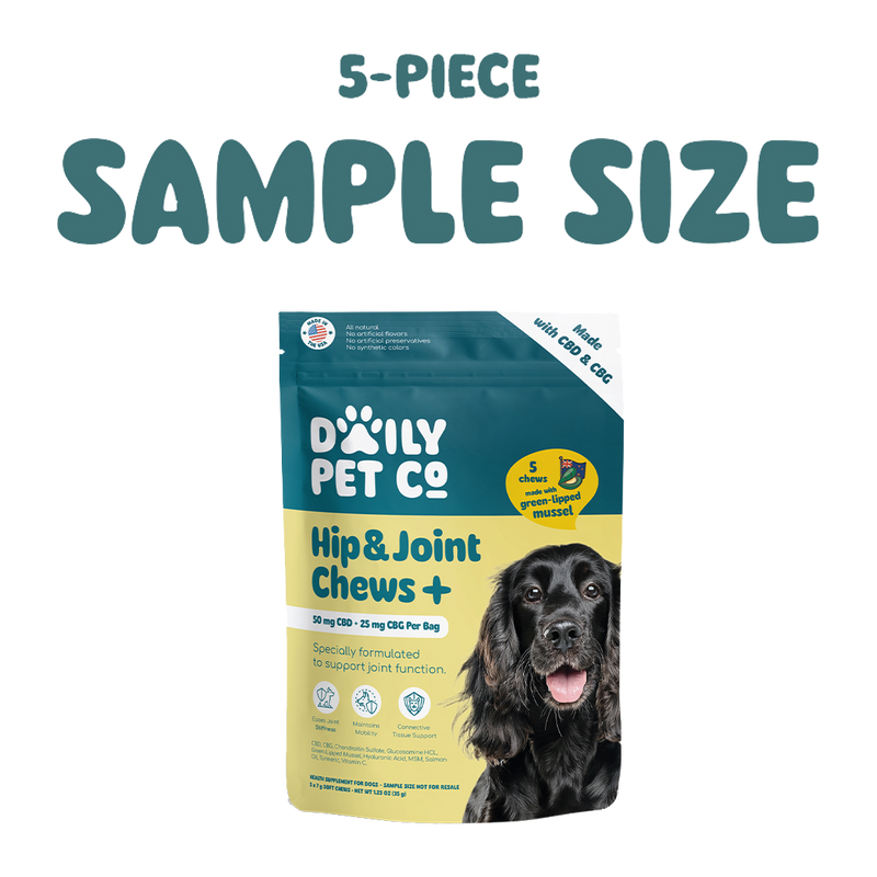 Hip & Joint Chews+ for Dogs - 50mg CBD : 25mg CBG - (5-Piece Sample Size)