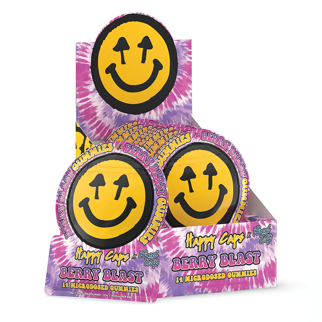 Happy Caps® x Road Trip - MICRODOSED Gummies + Functional Mushrooms - Berry Blast