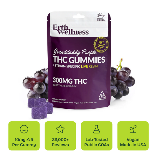 Δ9 THC Gummies – Granddaddy Purple (Indica) | Live Resin | Grape Berry (300mg)