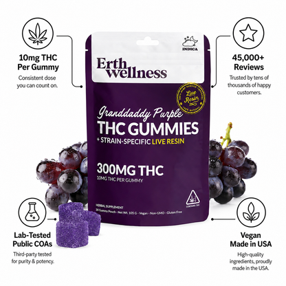 Δ9 THC Gummies – Granddaddy Purple (Indica) | Live Resin | Grape Berry (300mg)