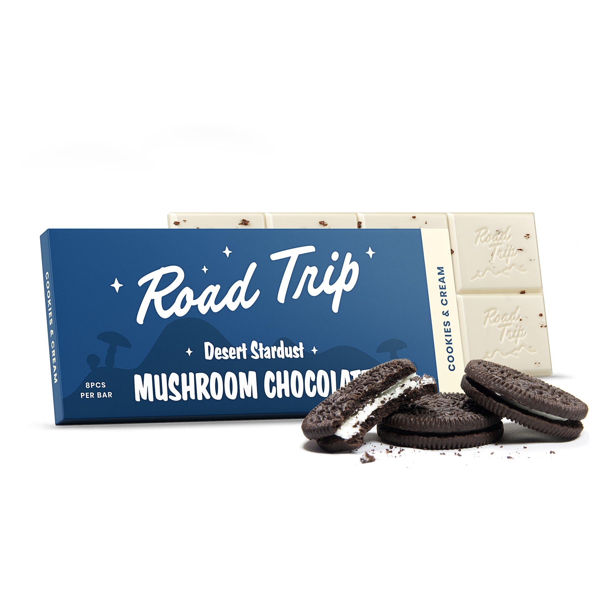 Road Trip Mushroom Chocolate Bar - Cookies and Cream Erth Wellness Road Trip Mushroom Chocolate Bar - Cookies and Cream Erth Wellness