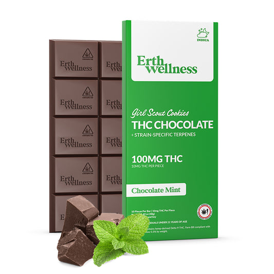 Δ9 THC Chocolate Bar – Girl Scout Cookies (Indica) | Strain Specific | Chocolate Mint (100mg)