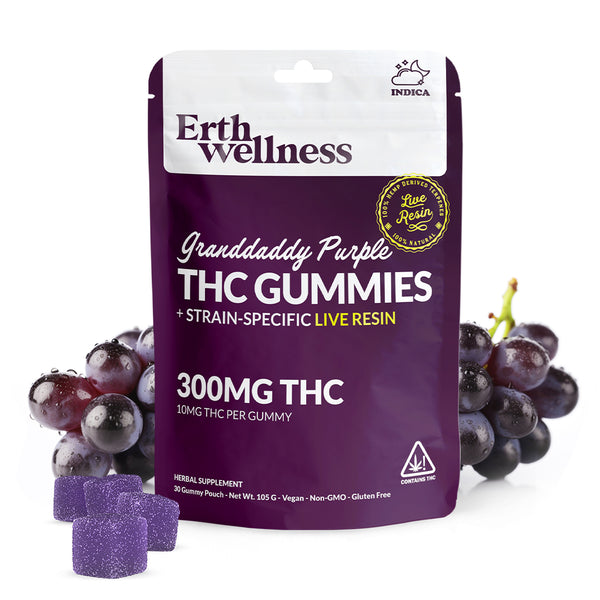 9 THC Gummies Granddaddy Purple (Indica) | Live Resin | Grape Berry Erth Wellness 9 THC Gummies Granddaddy Purple (Indica) | Live Resin | Grape Berry Erth Wellness