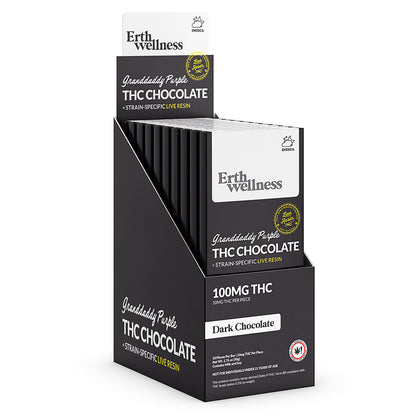 Δ9 THC Chocolate Bar – Granddaddy Purple (Indica) | Live Resin | Dark Chocolate (100mg)