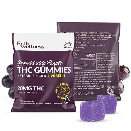Δ9 THC Gummies – Granddaddy Purple (Indica) | Live Resin | Grape Berry (20mg Sample Pack)