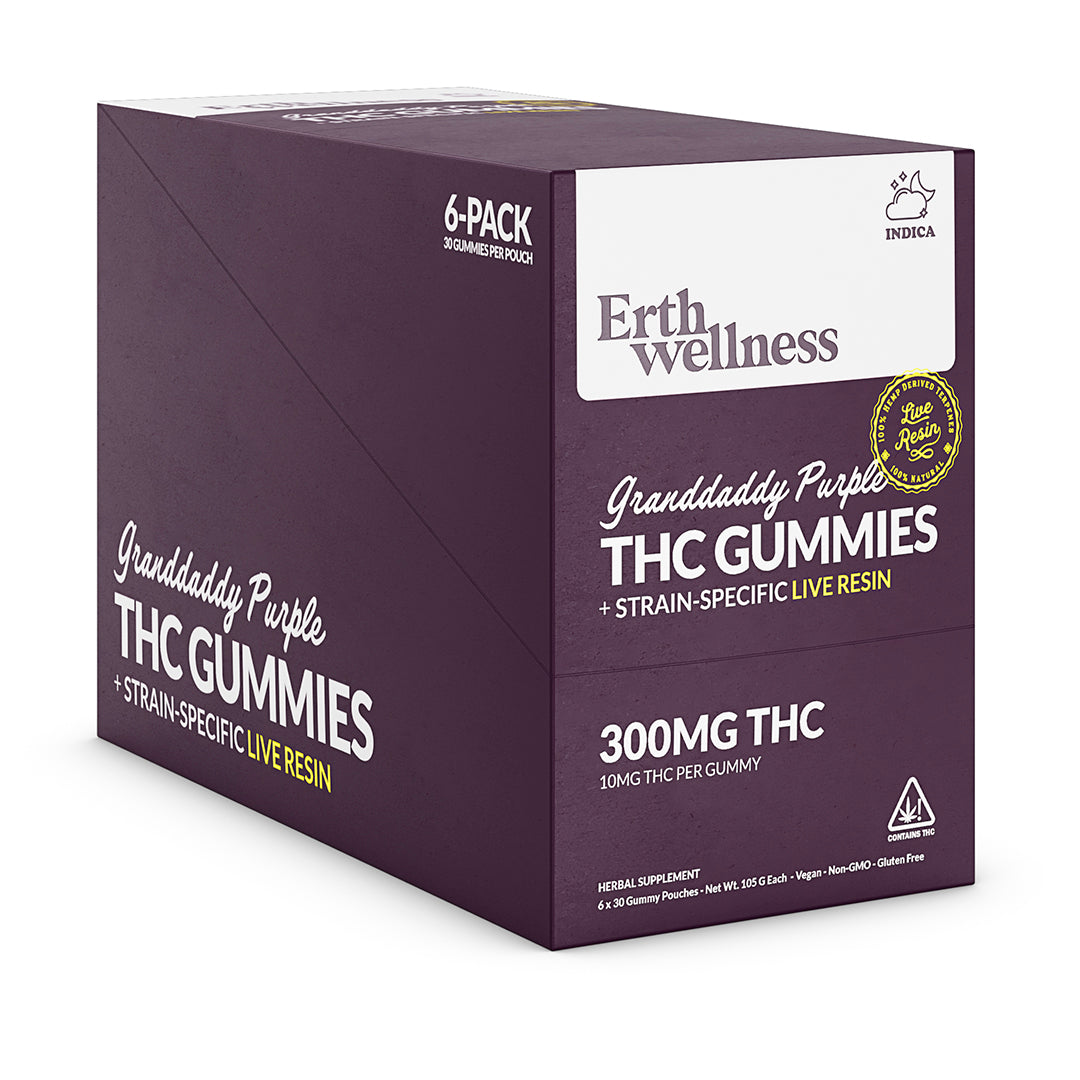 9 THC Gummies Granddaddy Purple (Indica) | Live Resin | Grape Berry Erth Wellness 9 THC Gummies Granddaddy Purple (Indica) | Live Resin | Grape Berry Erth Wellness