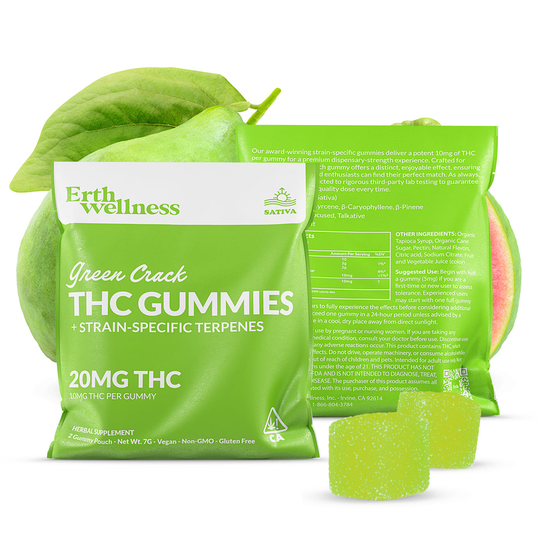 Δ9 THC Gummies – Green Crack (Sativa) | Strain Specific | Tropical Fruit (20mg Sample Pack)