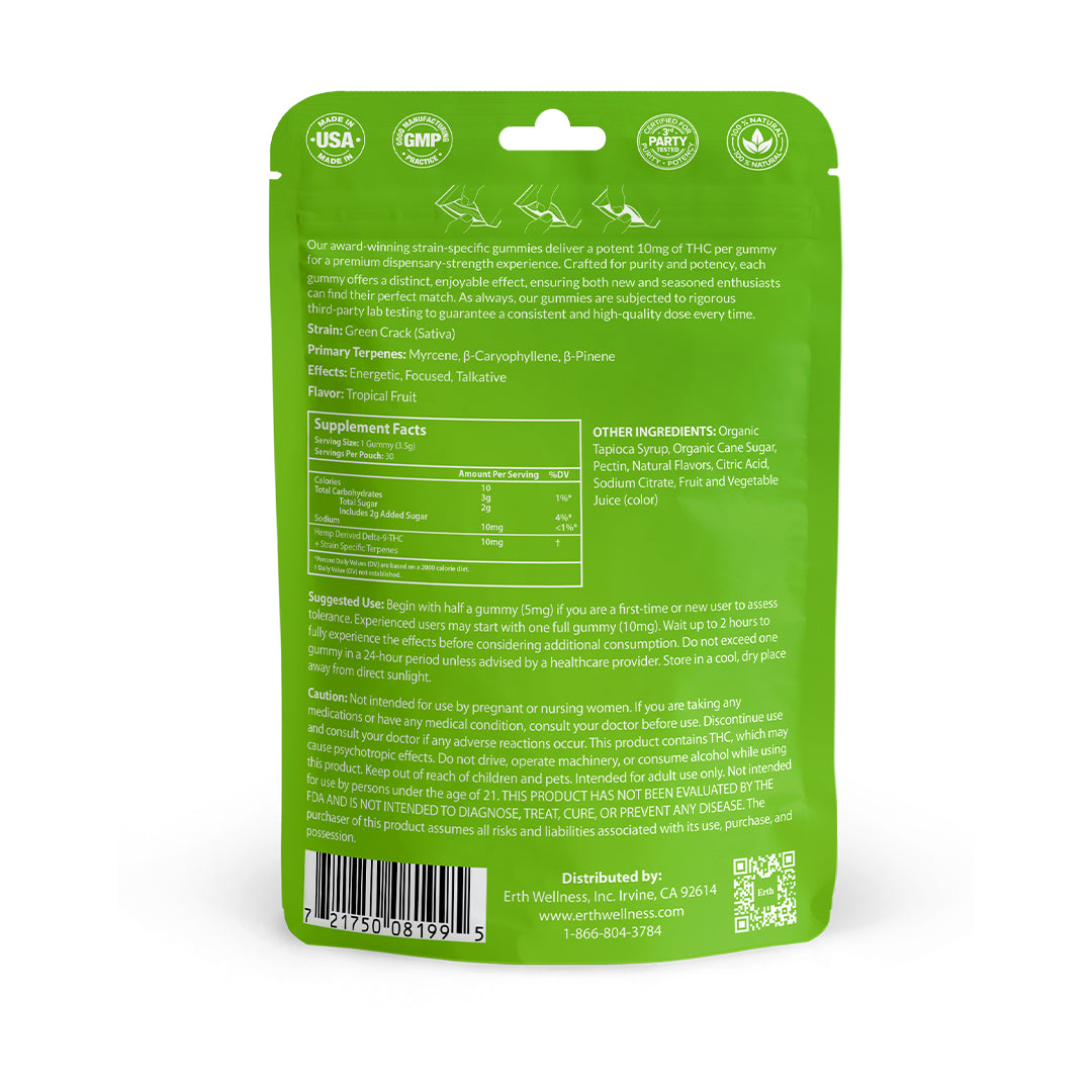 Δ9 THC Gummies – Green Crack (Sativa) | Strain Specific | Tropical Fruit (300mg)