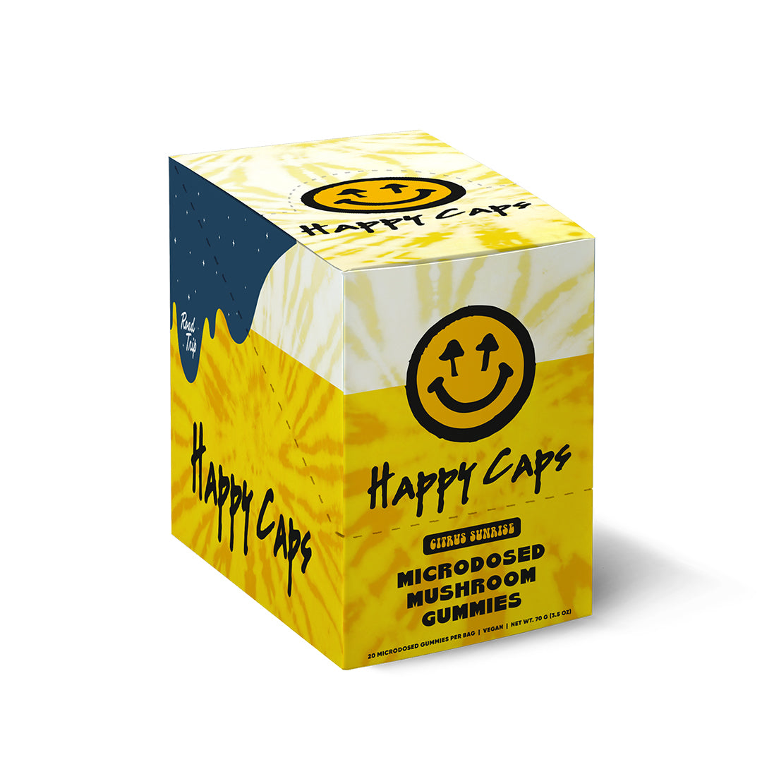 Happy Caps® x Road Trip  - MICRODOSED Gummies + Functional Mushrooms - Citrus Sunrise (20pc Discontinued Packaging)