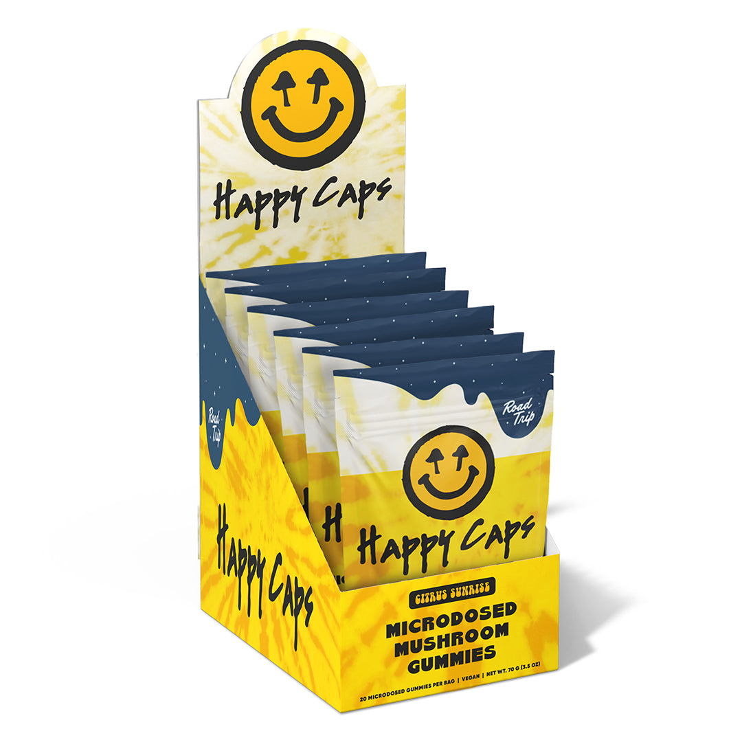 Happy Caps® x Road Trip  - MICRODOSED Gummies + Functional Mushrooms - Citrus Sunrise (20pc Discontinued Packaging)