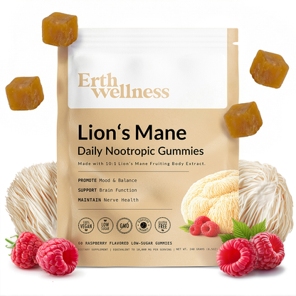 Lion’s Mane Nootropic Gummies by Erth Wellness – 10:1 Fruiting Body Extract – Cognitive Support