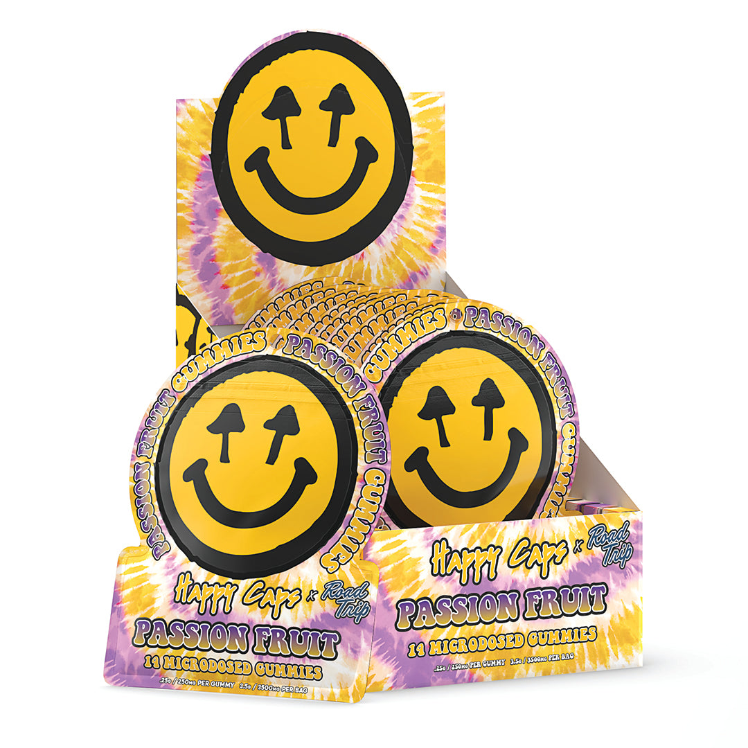 Happy Caps® x Road Trip - MICRODOSED Gummies + Functional Mushrooms - Passion Fruit