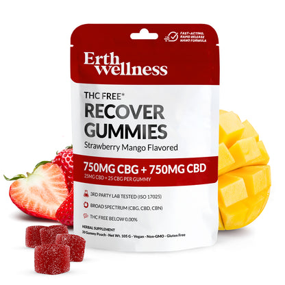 Recover Gummies – CBD + CBG (THC-Free) - Strawberry Mango (1500mg)