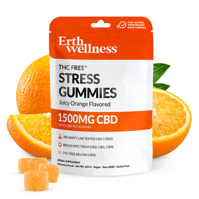 THC-Free STRESS Gummies - Juicy Orange (1500 mg CBD Total)