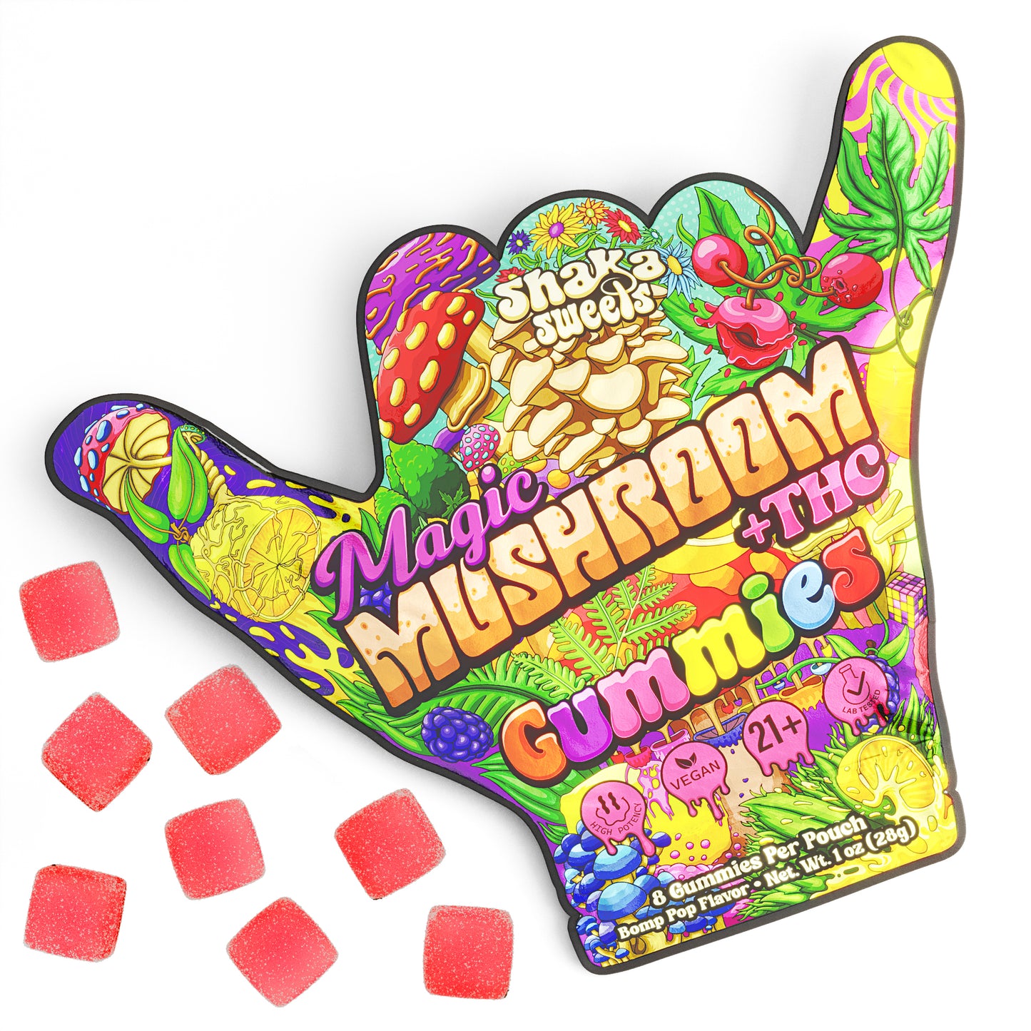 Shaka Sweets Magic Mushroom + THC Gummies | Bomb Pop Flavor