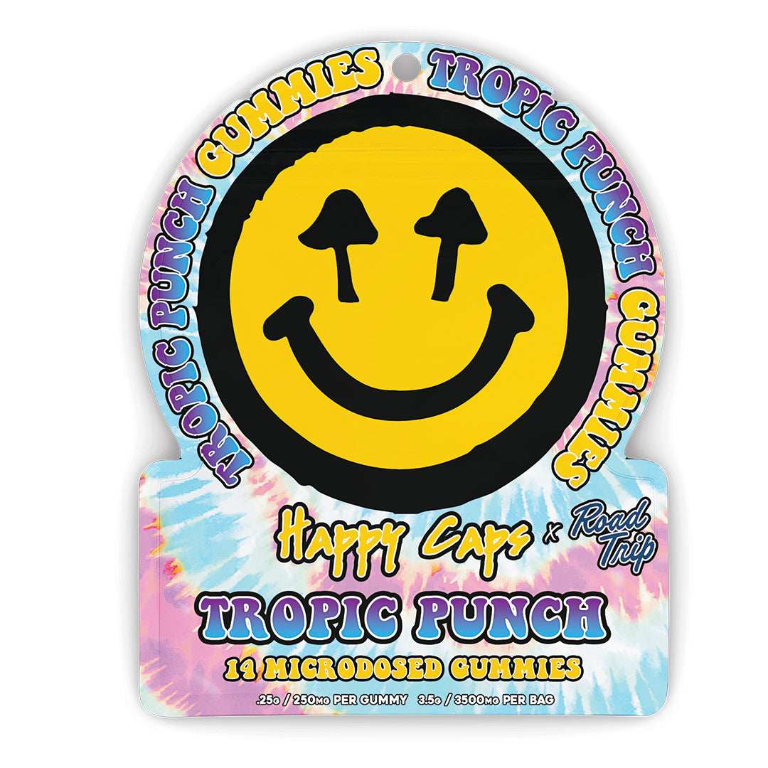 Happy Caps® x Road Trip - MICRODOSED Gummies + Functional Mushrooms - Tropic Punch