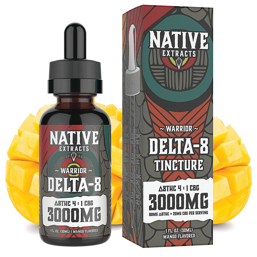 Native Extracts - "Warrior" - Delta-8 4 : 1 CBG Tincture - 3000mg  (High Potency)