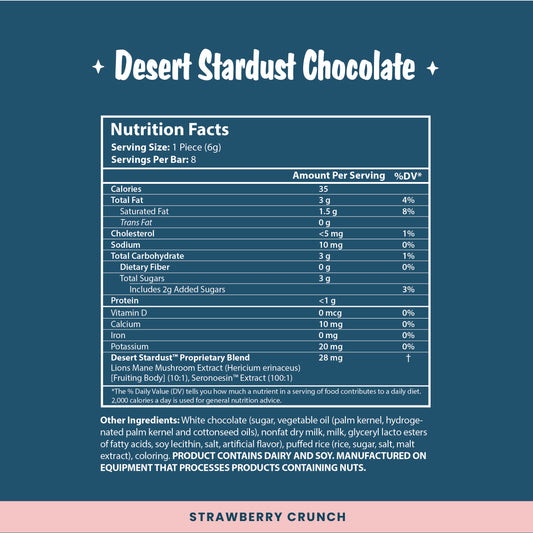 Desert Stardust Mushroom Chocolate Bar - Strawberry Crunch
