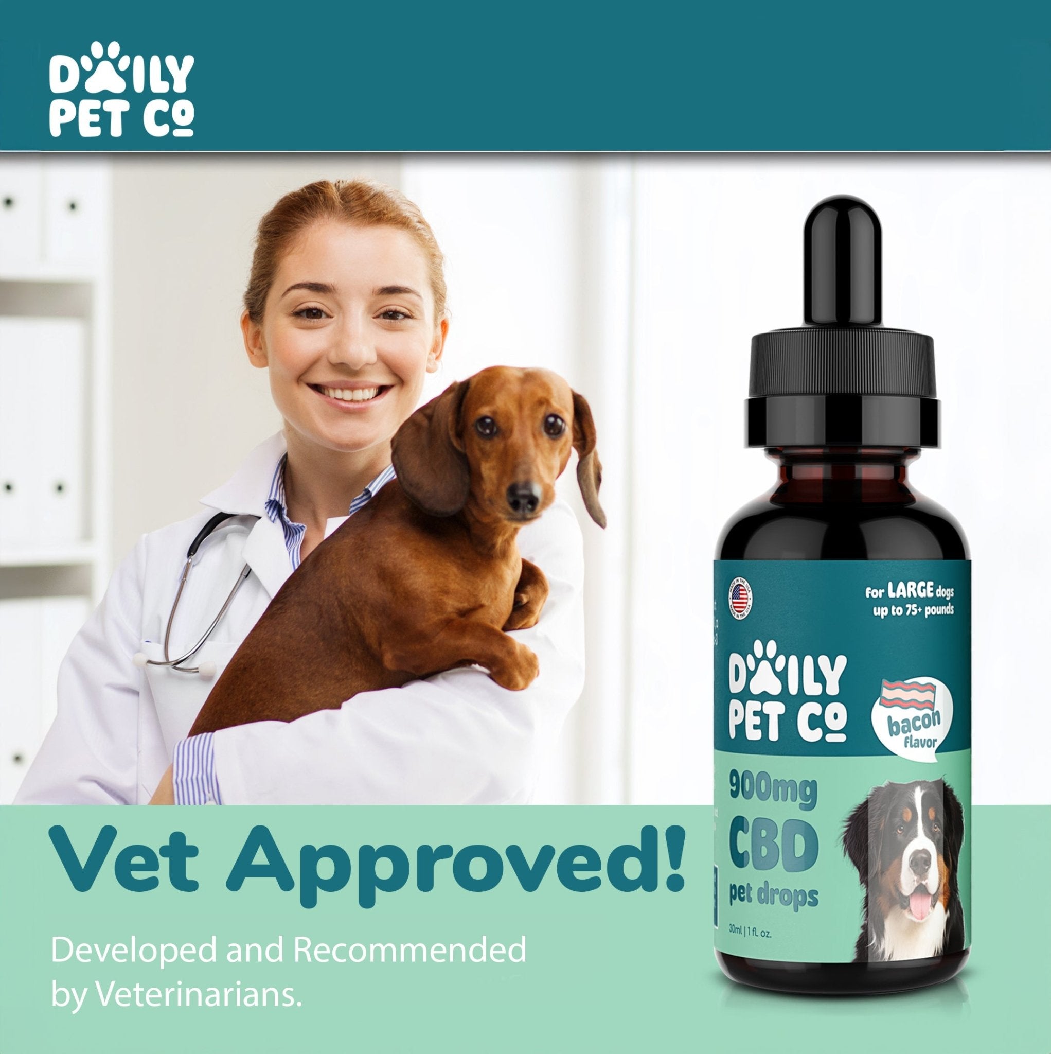 Bacon Flavored CBD Oil for Dogs | Full Spectrum CBD Pet Drops | Erth