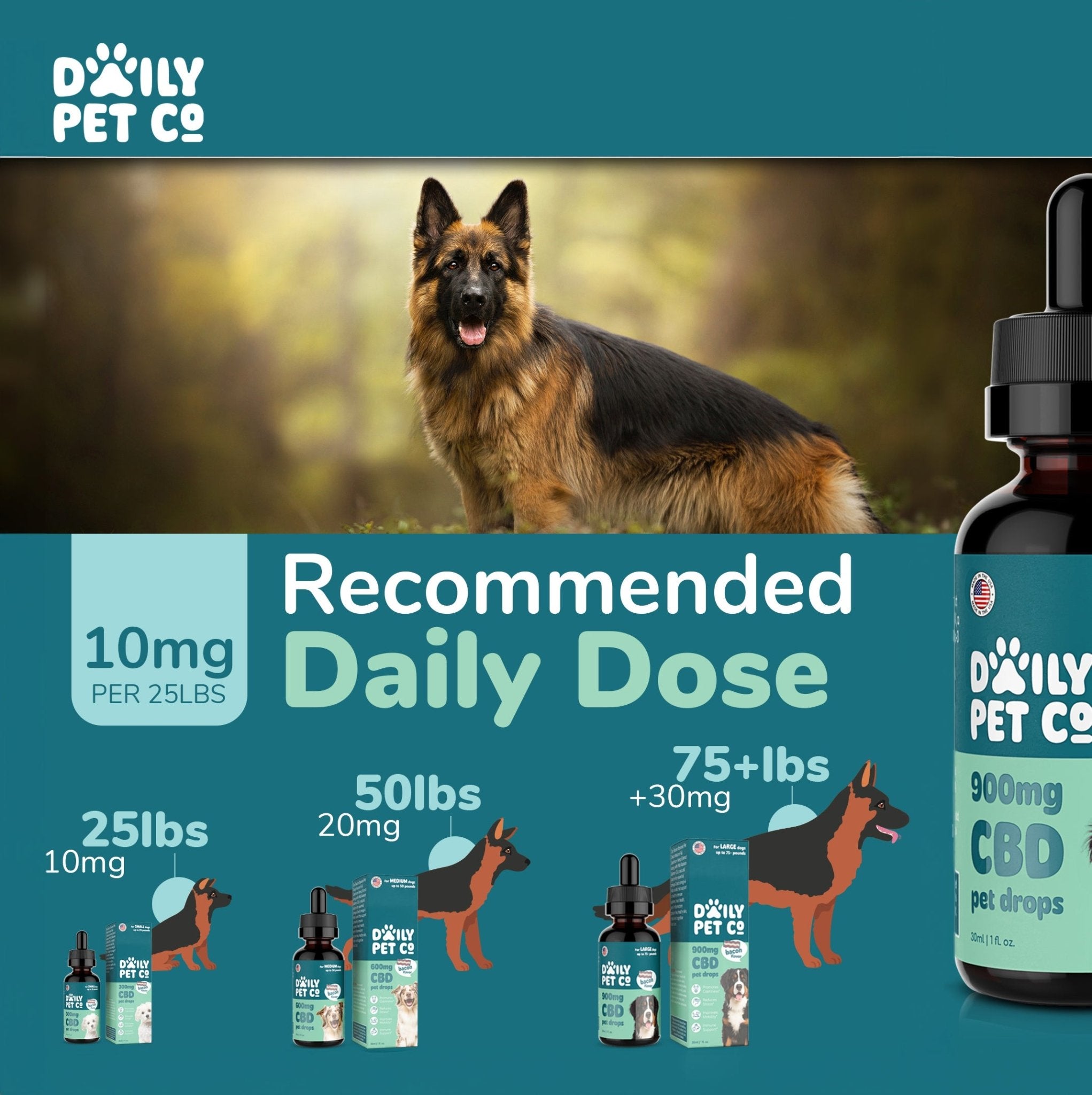 Bacon Flavored CBD Oil for Dogs | Full Spectrum CBD Pet Drops | Erth